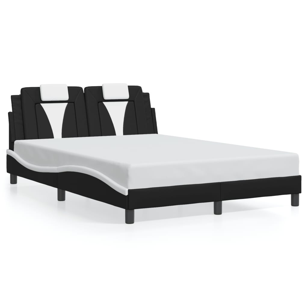 Cadre de lit avec LED sans matelas noir et blanc 140x190 cm