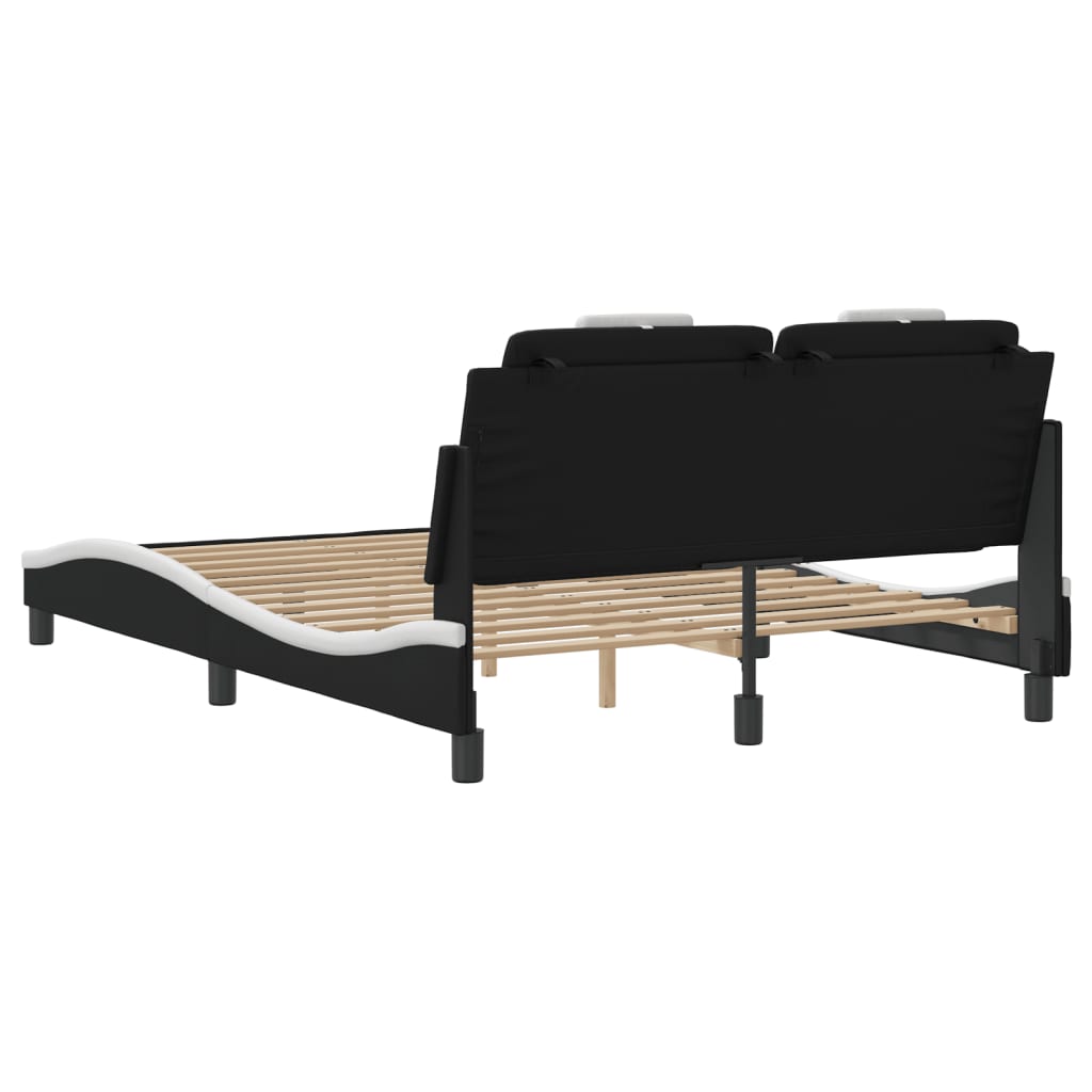 Cadre de lit avec LED sans matelas noir et blanc 140x190 cm