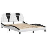 Bed frame with LED without mattress white and black 140x190 cm