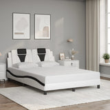 Bed frame with LED without mattress white and black 140x190 cm