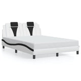 Bed frame with LED without mattress white and black 140x190 cm