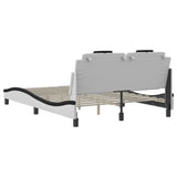 Bed frame with LED without mattress white and black 140x190 cm