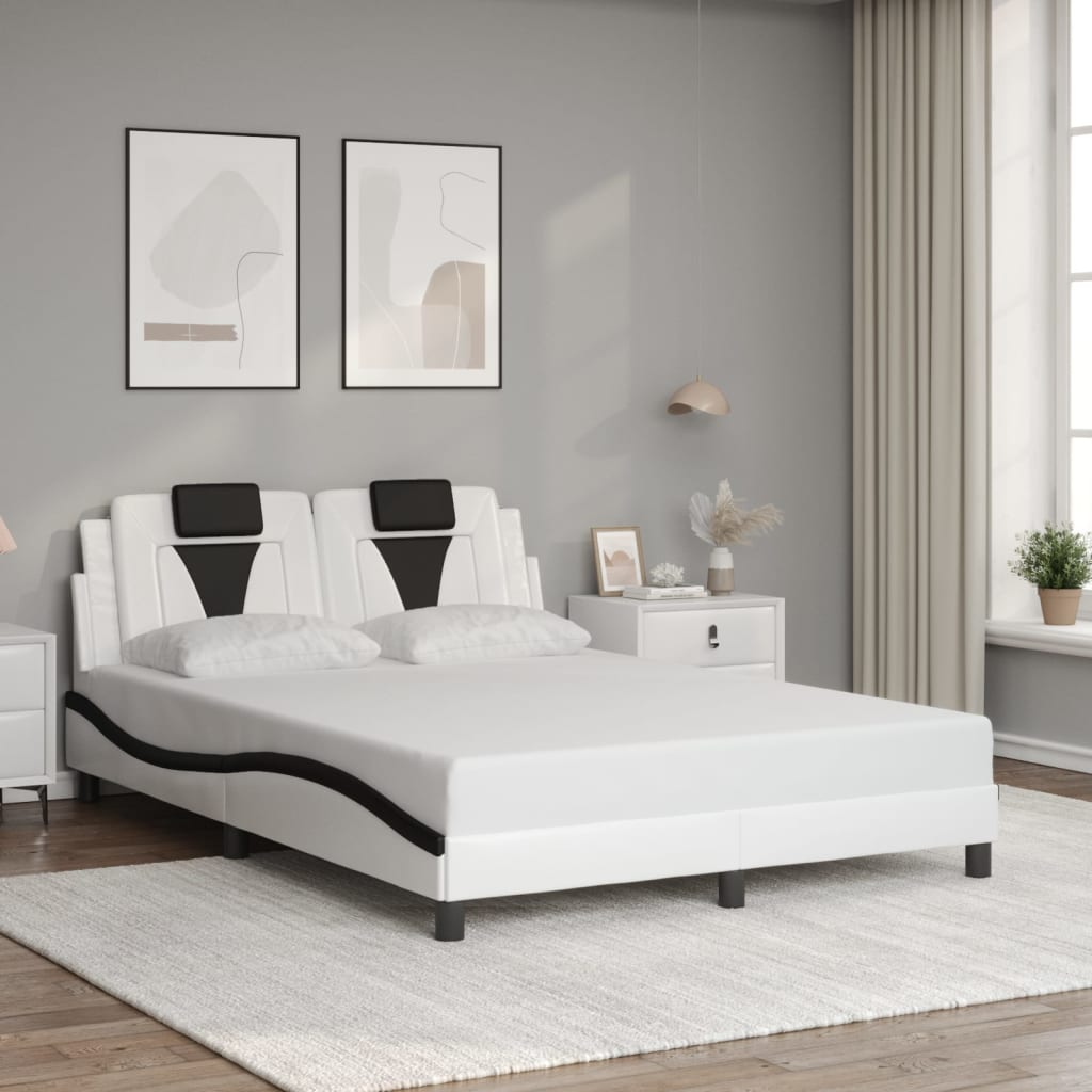 Bed frame with LED without mattress white and black 140x200 cm