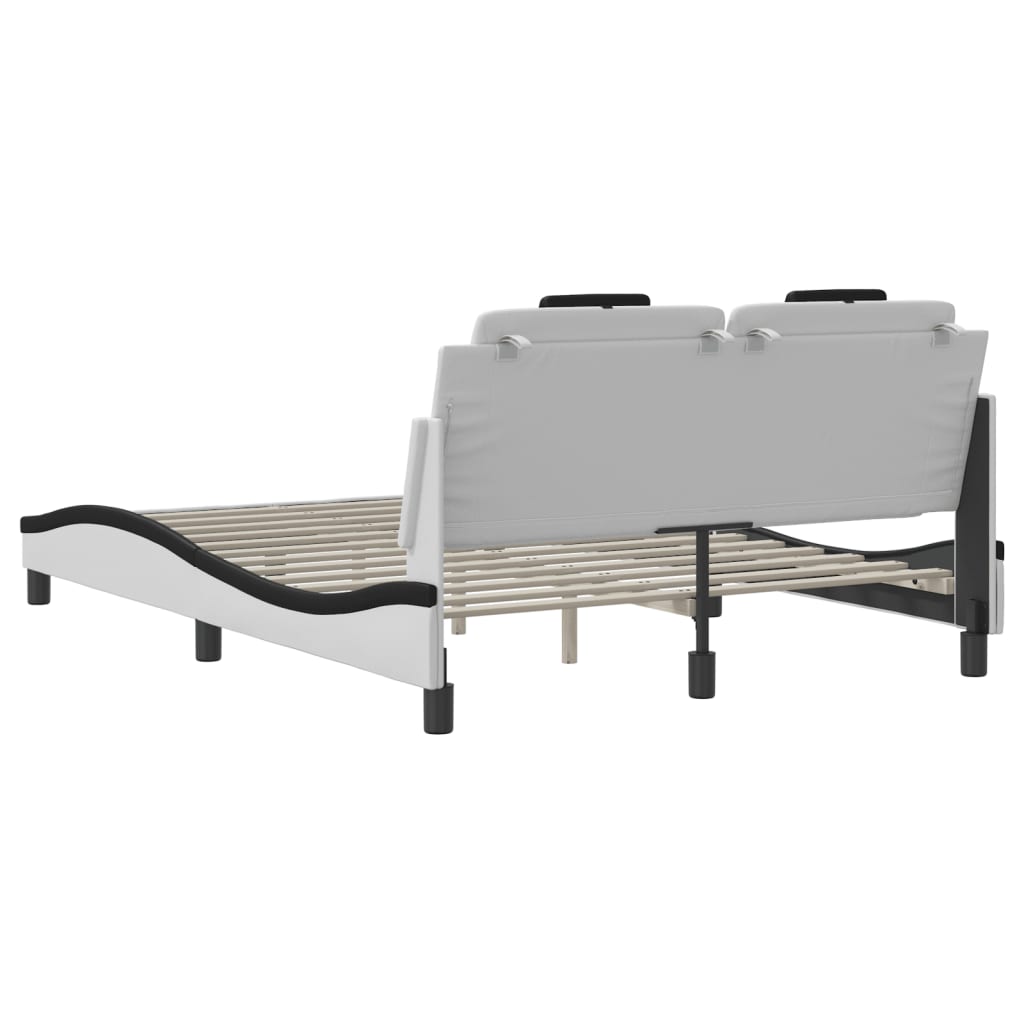 Bed frame with LED without mattress white and black 140x200 cm