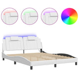 Bed frame with LED without mattress white 160x200 cm