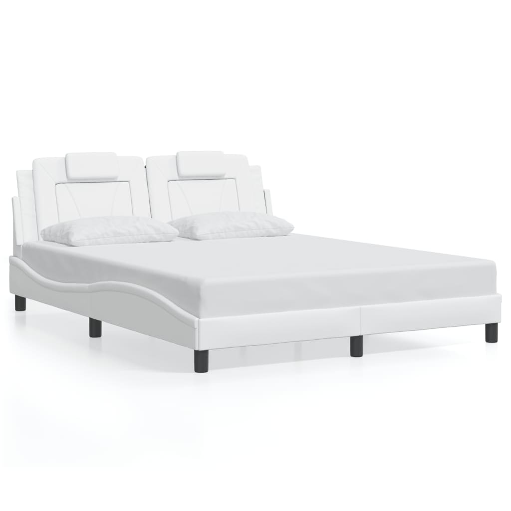 Bed frame with LED without mattress white 160x200 cm