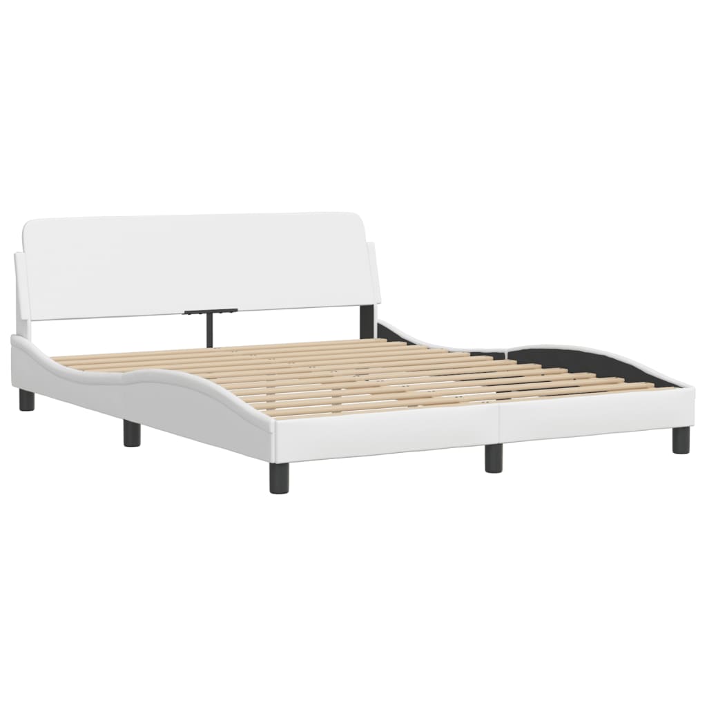 Bed frame with LED without mattress white 160x200 cm