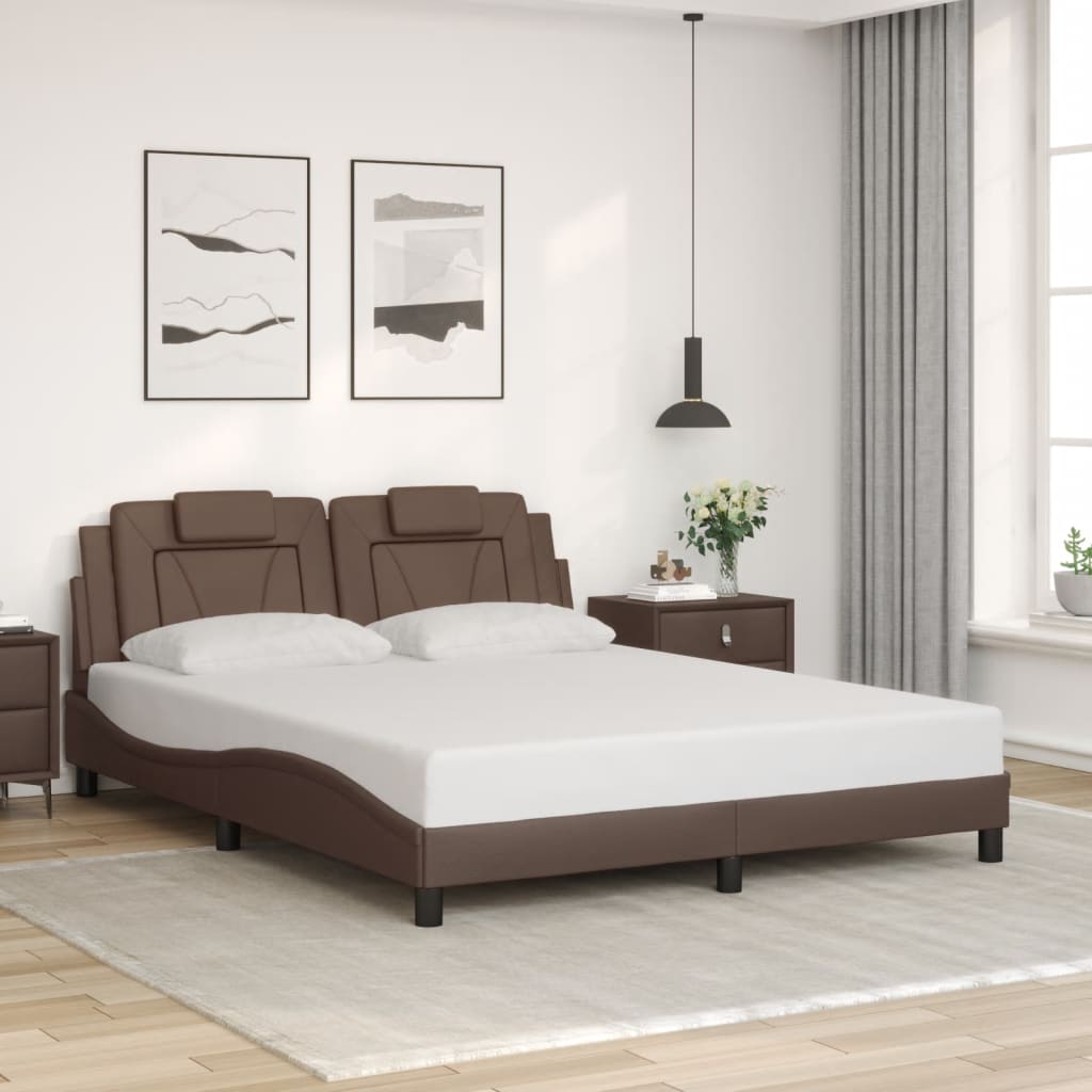 Cadre de lit avec LED sans matelas marron 160x200 cm