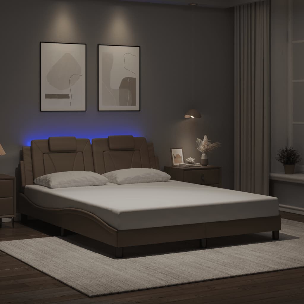 Cadre de lit avec LED sans matelas cappuccino 160x200 cm