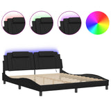 Bed frame with LED without mattress black 180x200 cm