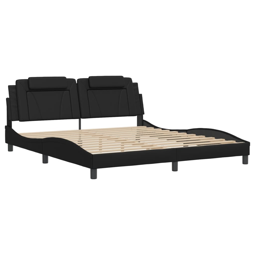 Bed frame with LED without mattress black 180x200 cm