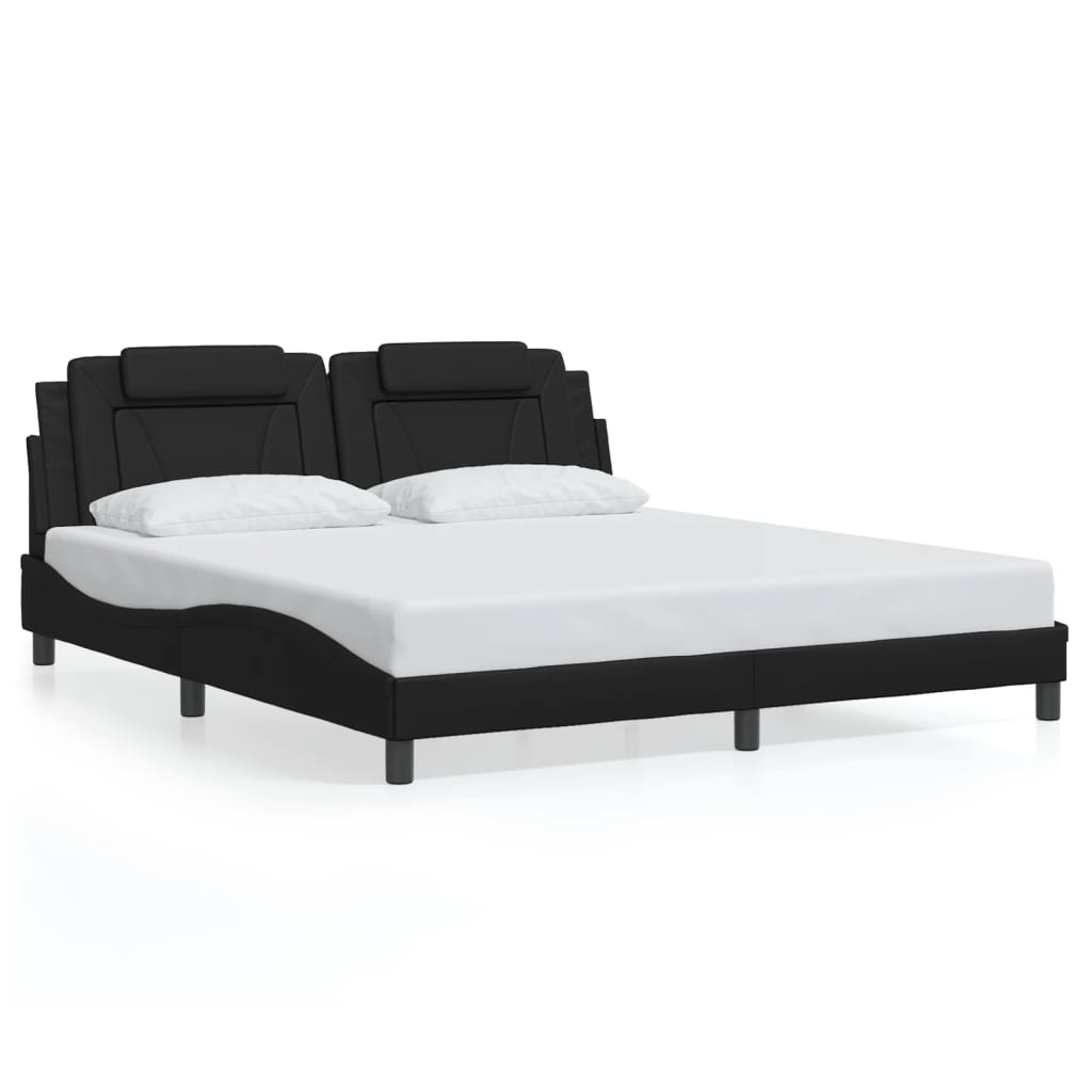 Bed frame with LED without mattress black 180x200 cm