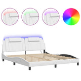 Bed frame with LED without mattress white 180x200 cm