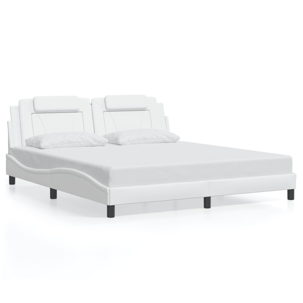 Bed frame with LED without mattress white 180x200 cm