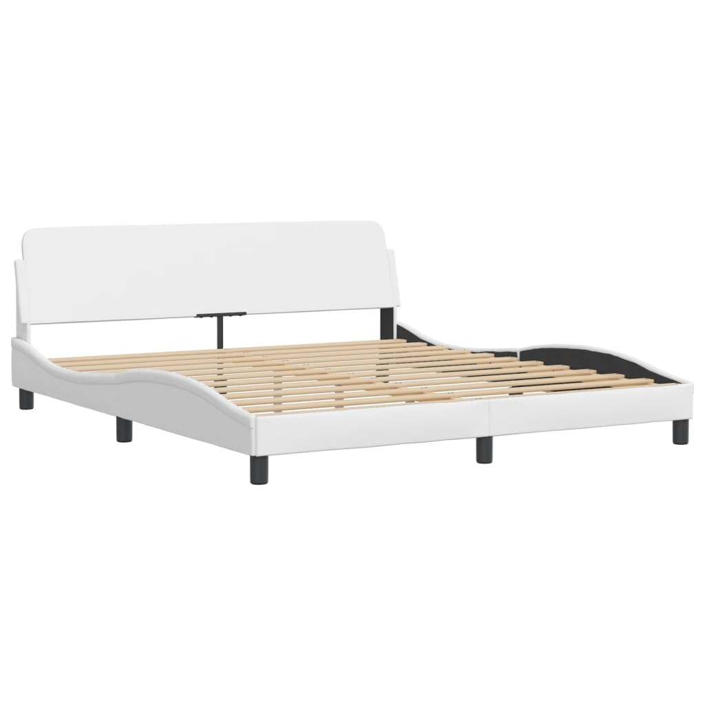 Bed frame with LED without mattress white 180x200 cm