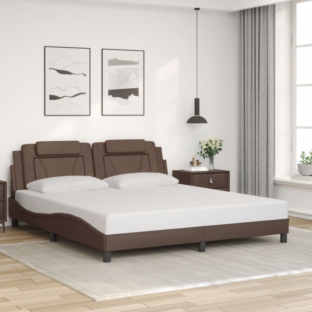 Cadre de lit avec LED sans matelas marron 180x200 cm