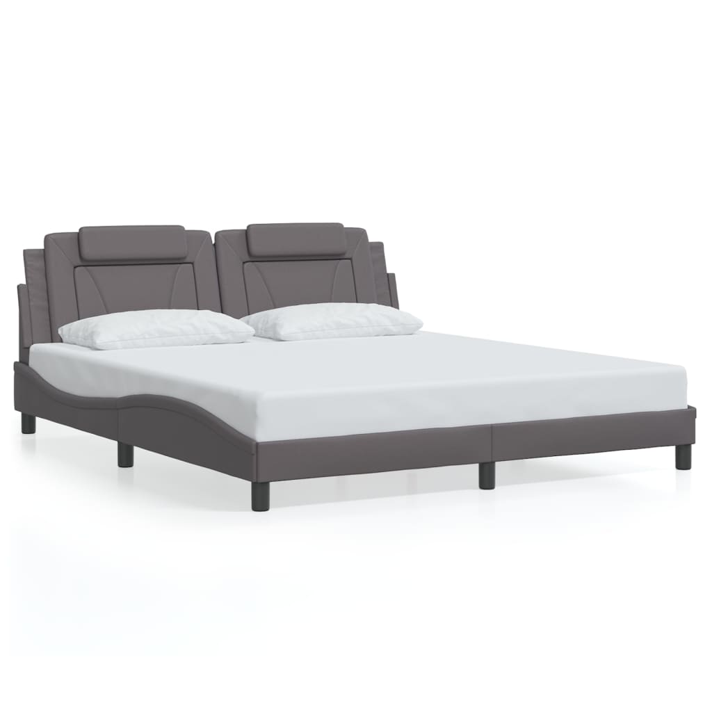 Cadre de lit avec LED sans matelas gris 180x200 cm