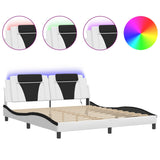 Bed frame with LED without mattress white and black 180x200 cm