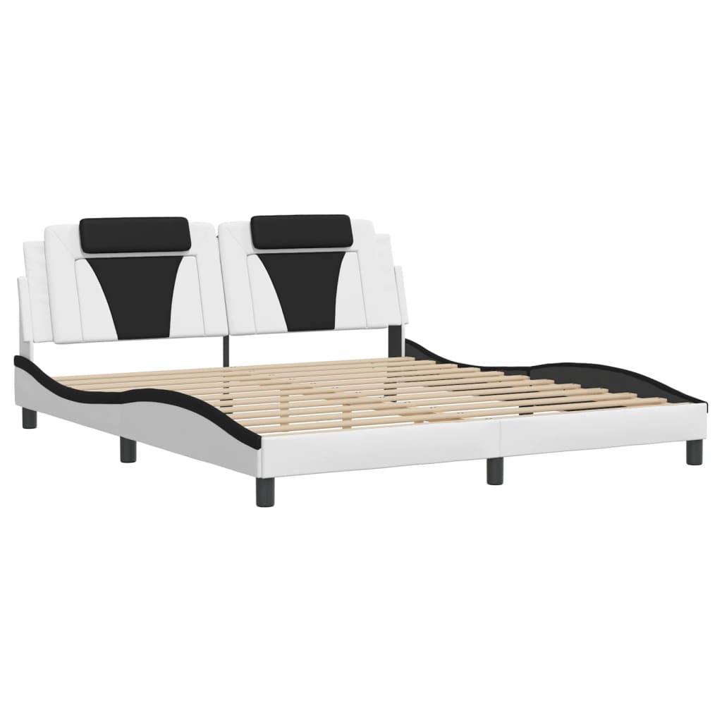 Bed frame with LED without mattress white and black 180x200 cm