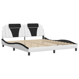 Bed frame with LED without mattress white and black 180x200 cm