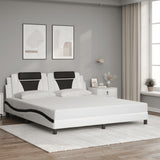 Bed frame with LED without mattress white and black 180x200 cm