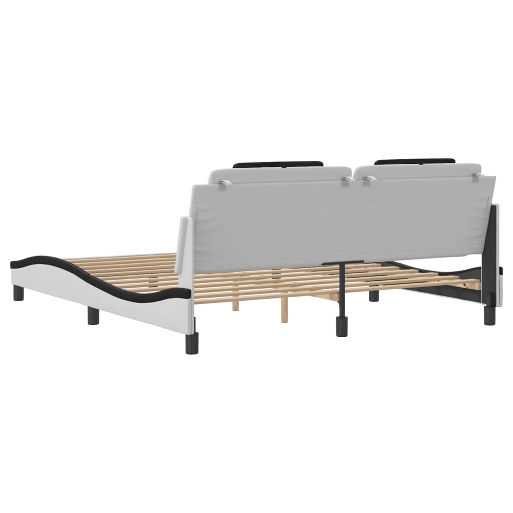 Bed frame with LED without mattress white and black 180x200 cm