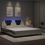 Bed frame with LED without mattress white and black 180x200 cm