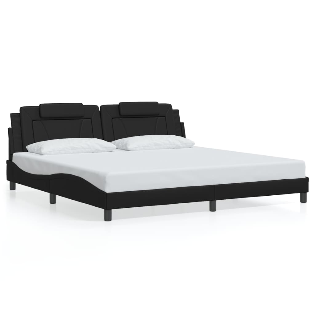 Bed frame with LED without mattress black 200x200 cm