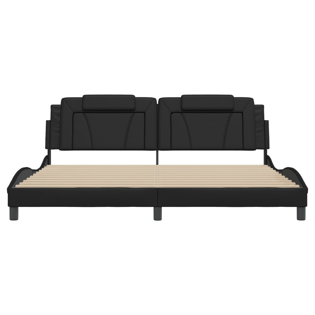 Bed frame with LED without mattress black 200x200 cm