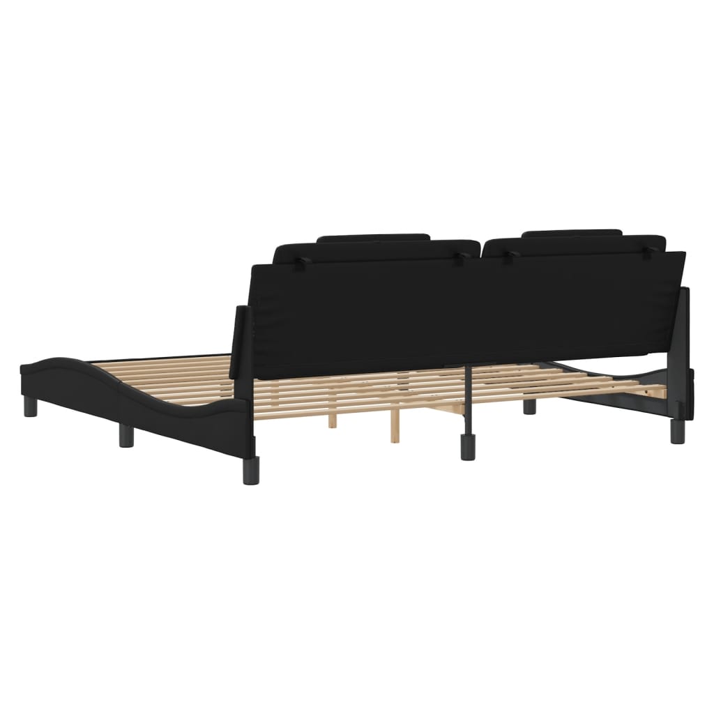 Bed frame with LED without mattress black 200x200 cm