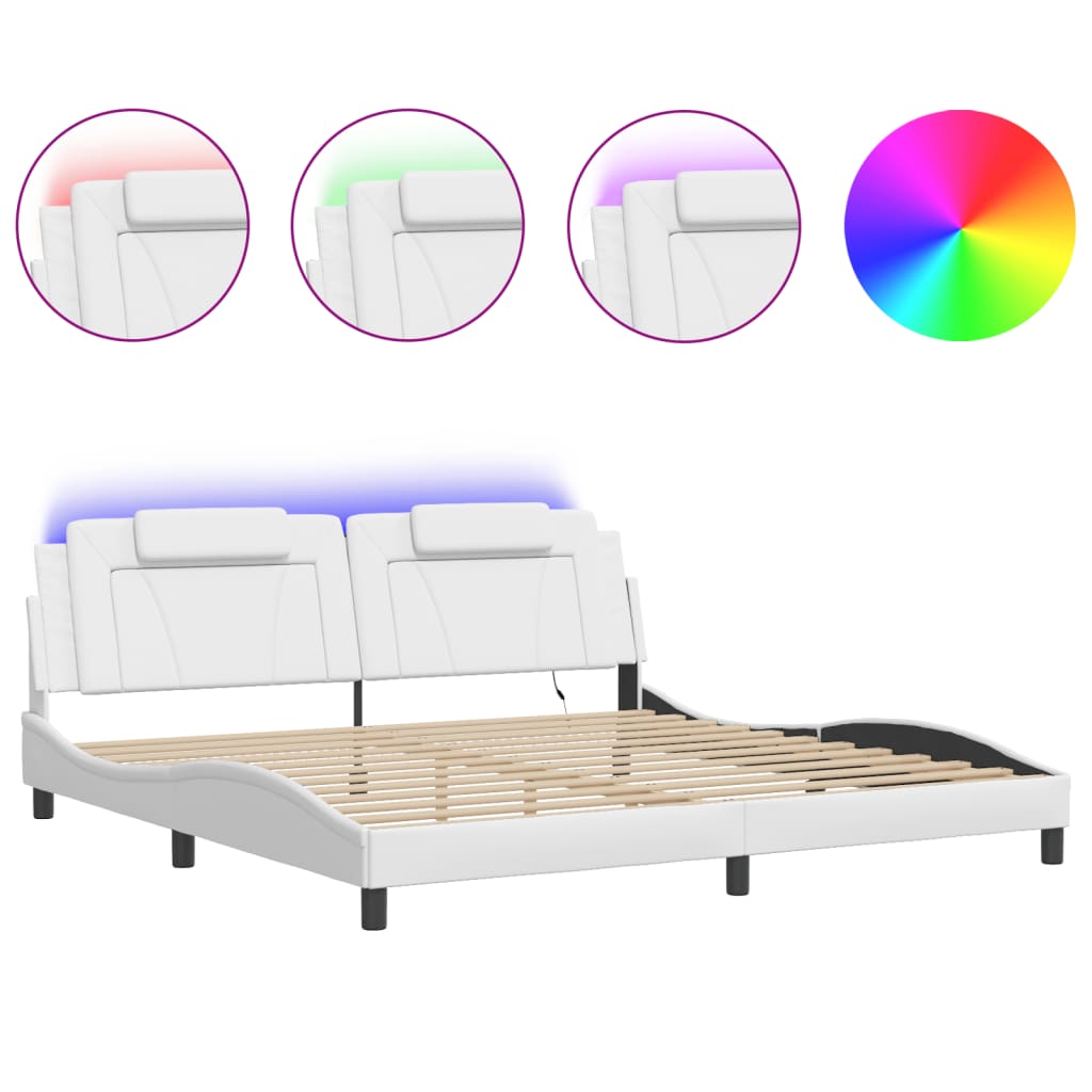 Cadre de lit avec LED sans matelas blanc 200x200 cm