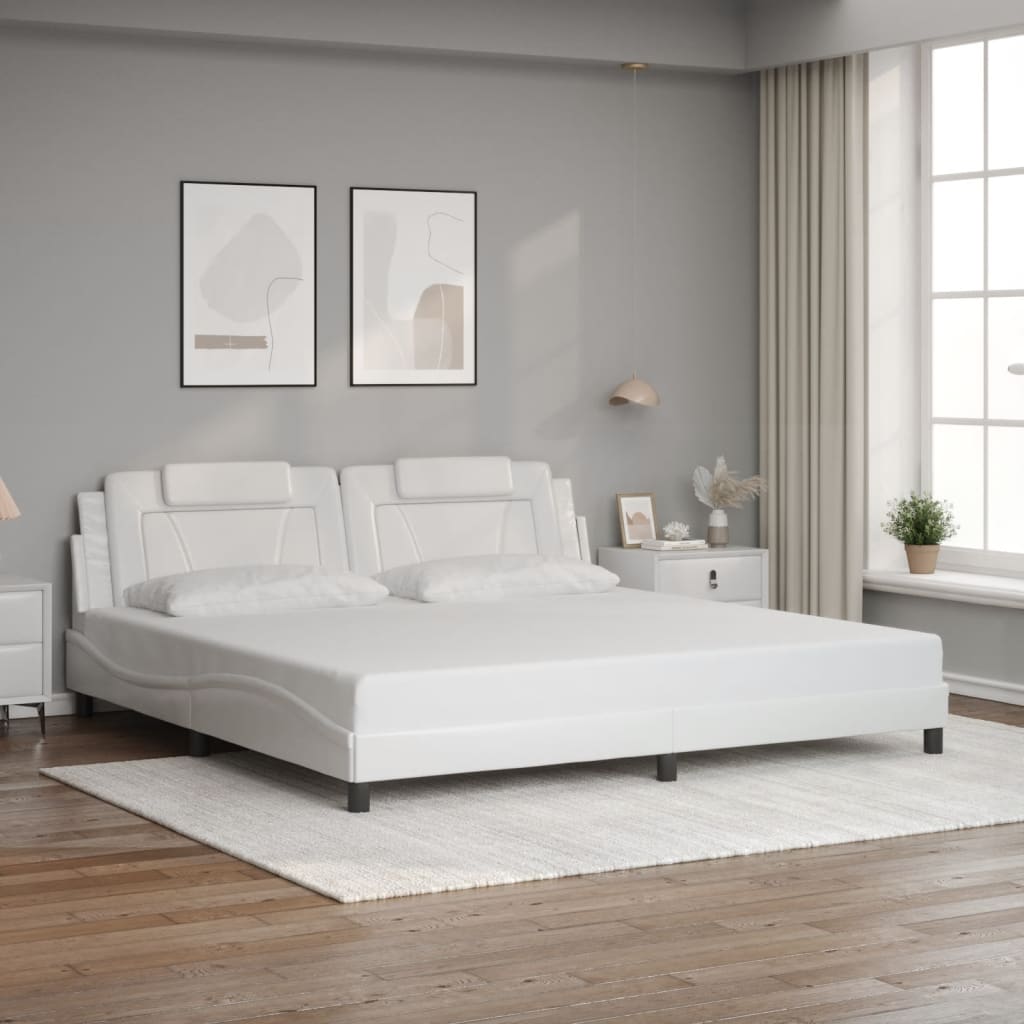 Cadre de lit avec LED sans matelas blanc 200x200 cm