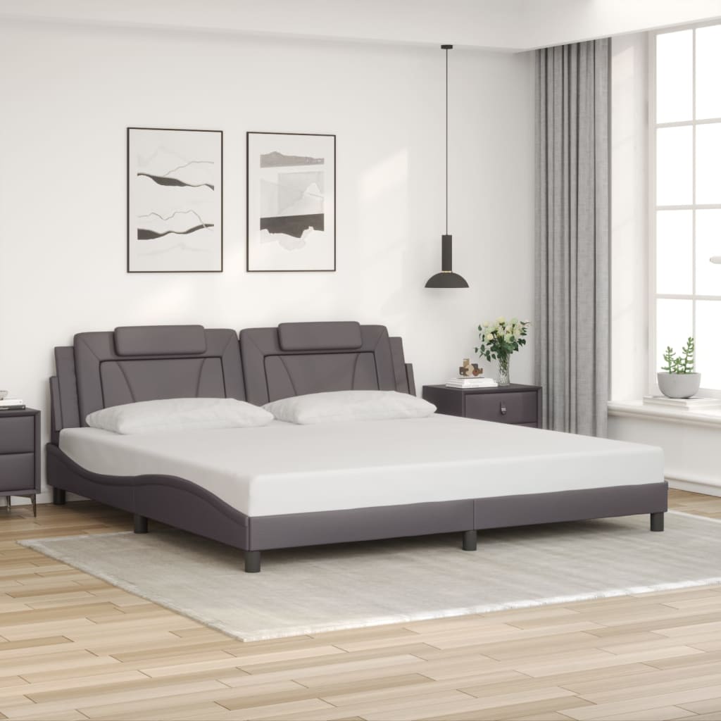 Cadre de lit avec LED sans matelas gris 200x200 cm