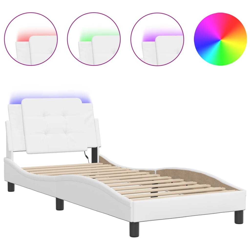 Cadre de lit avec LED sans matelas blanc 80x200 cm