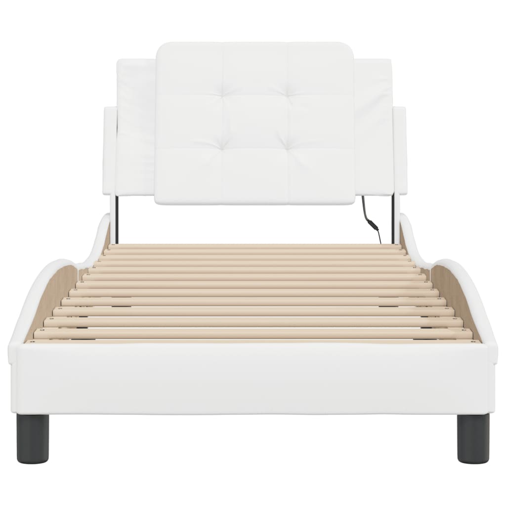 Bed frame with LED without mattress white 80x200 cm