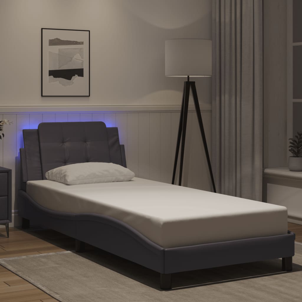 Cadre de lit avec LED sans matelas gris 80x200 cm