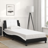 Bed frame with LED without mattress black and white 80x200 cm