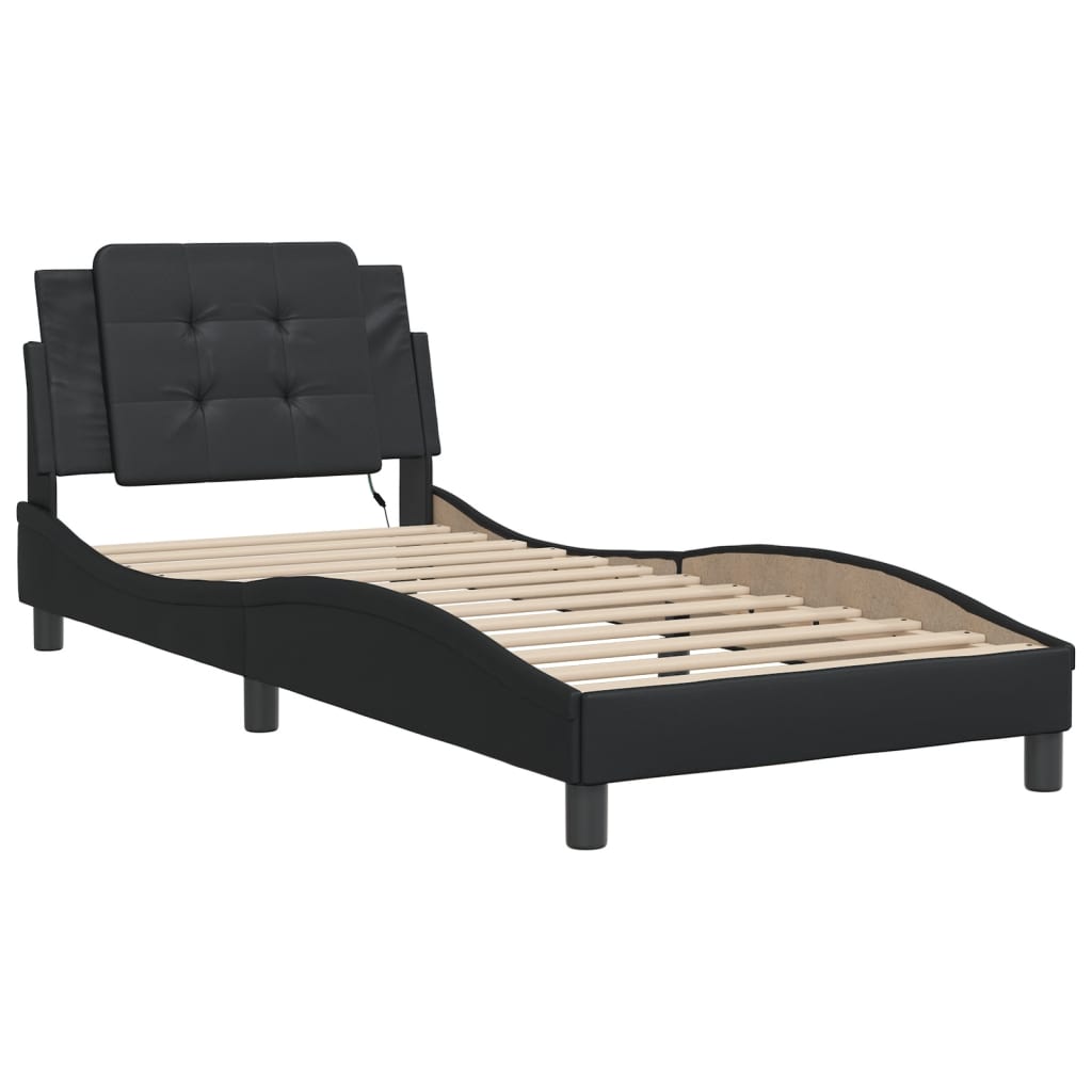 Cadre de lit avec LED sans matelas noir 90x190 cm