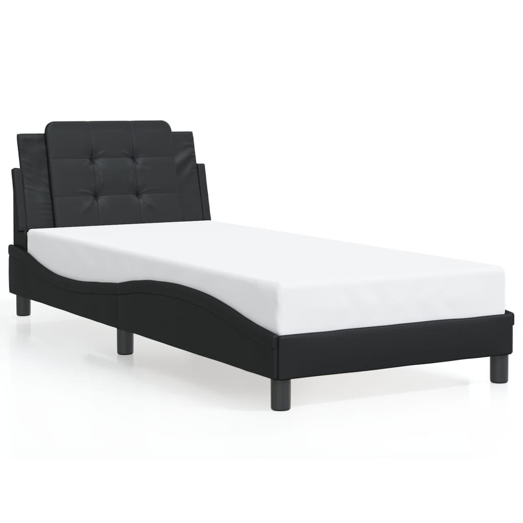 Cadre de lit avec LED sans matelas noir 90x190 cm