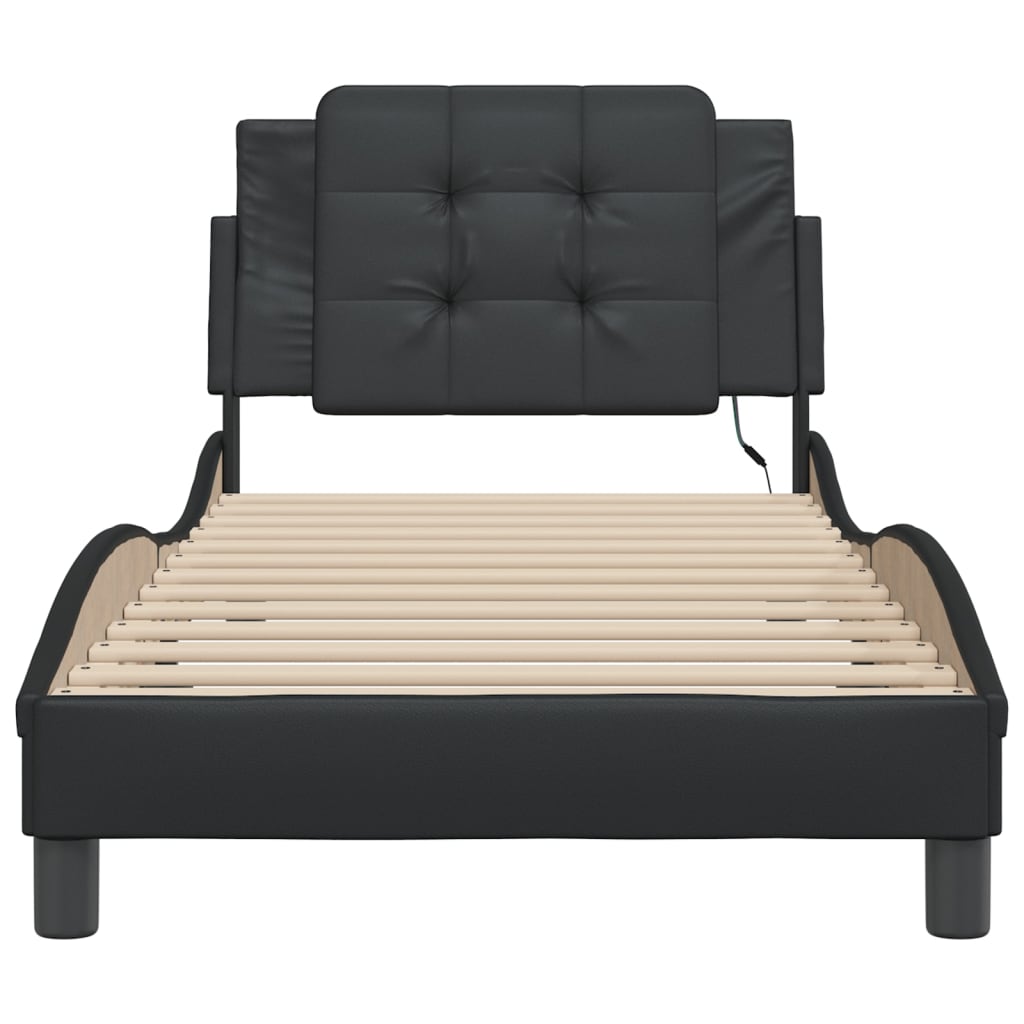 Cadre de lit avec LED sans matelas noir 90x190 cm