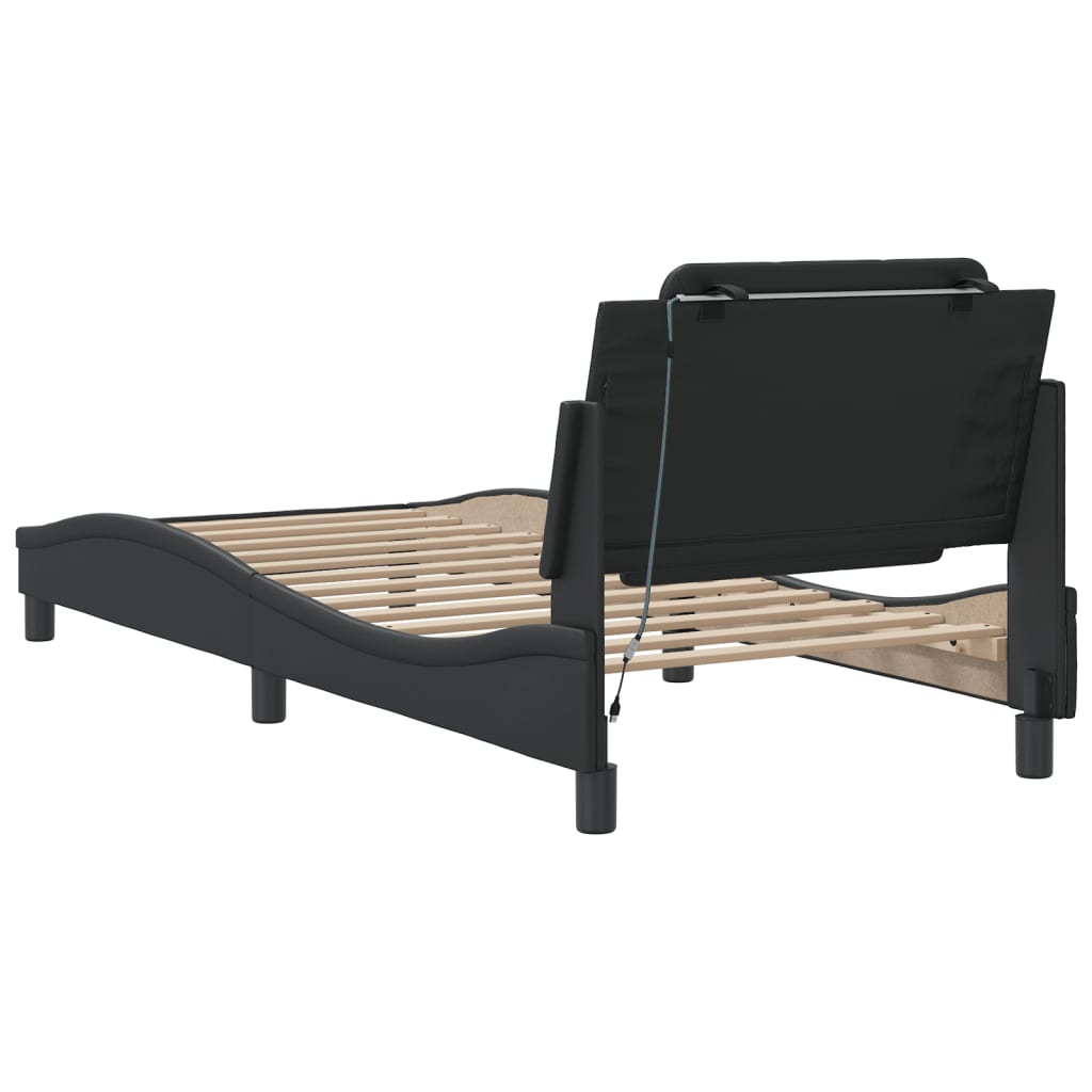 Cadre de lit avec LED sans matelas noir 90x190 cm