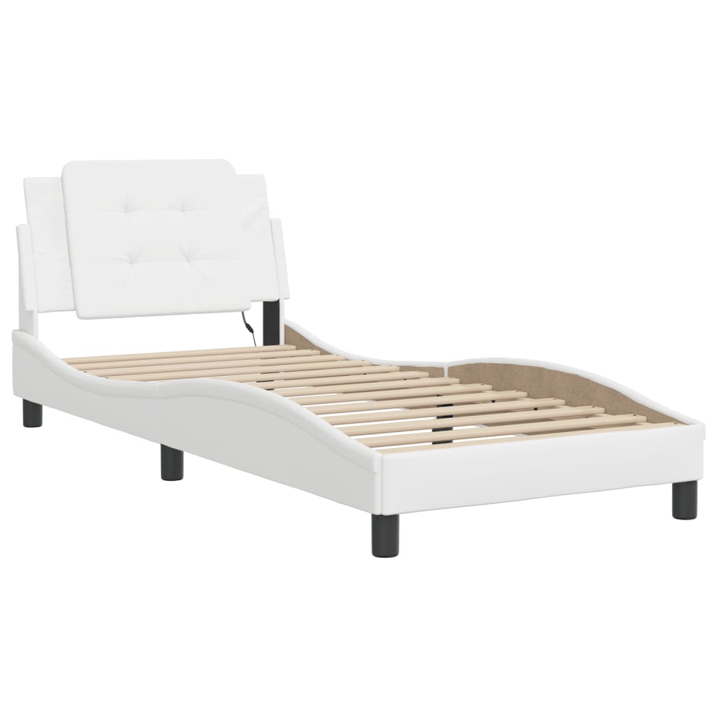 Cadre de lit avec LED sans matelas blanc 90x190 cm