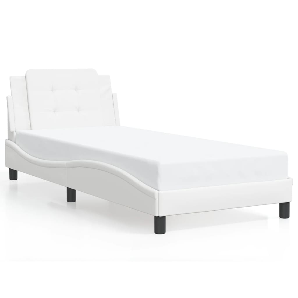 Cadre de lit avec LED sans matelas blanc 90x190 cm