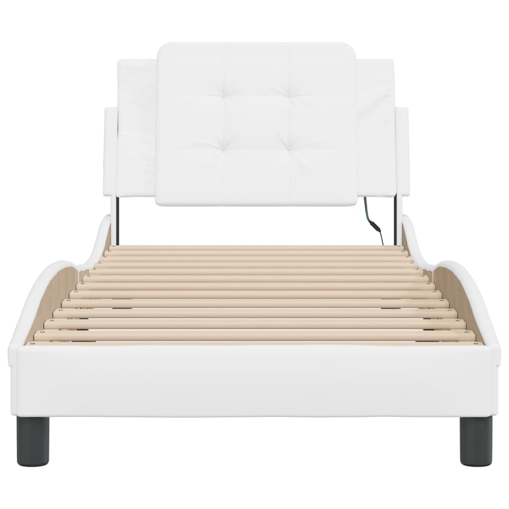 Cadre de lit avec LED sans matelas blanc 90x190 cm