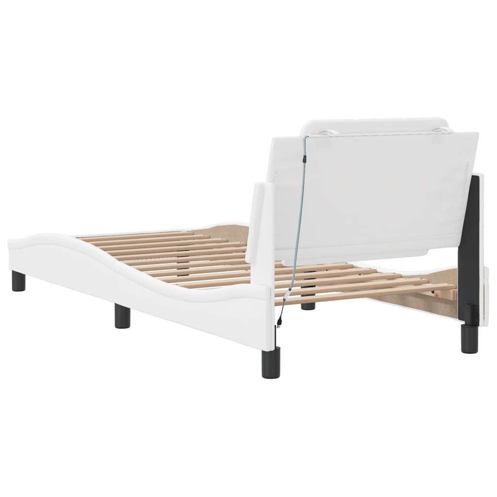 Cadre de lit avec LED sans matelas blanc 90x190 cm