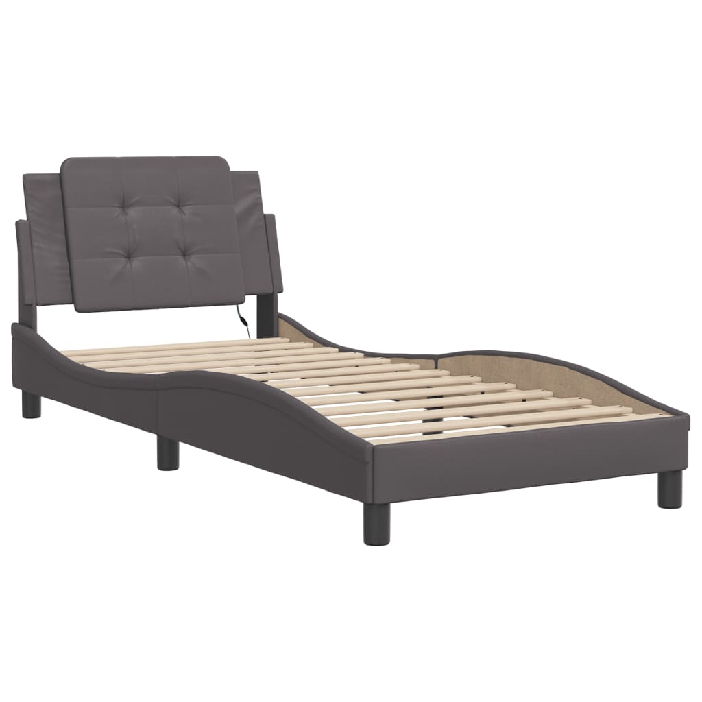 Cadre de lit avec LED sans matelas gris 90x190 cm