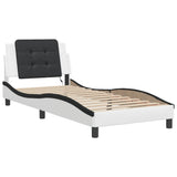 Bed frame with LED without mattress white and black 90x190 cm