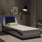 Bed frame with LED without mattress white and black 90x190 cm