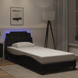 Cadre de lit avec LED sans matelas noir 90x200 cm