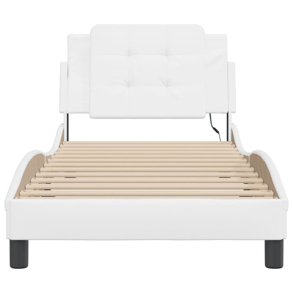 Cadre de lit avec LED sans matelas blanc 90x200 cm